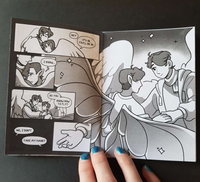 A photo of the comic spread, comic clearly printed and hand-bound into a little booklet.